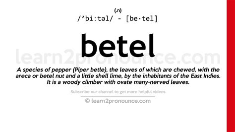 betel leaf pronunciation|How to pronounce BETEL in English .